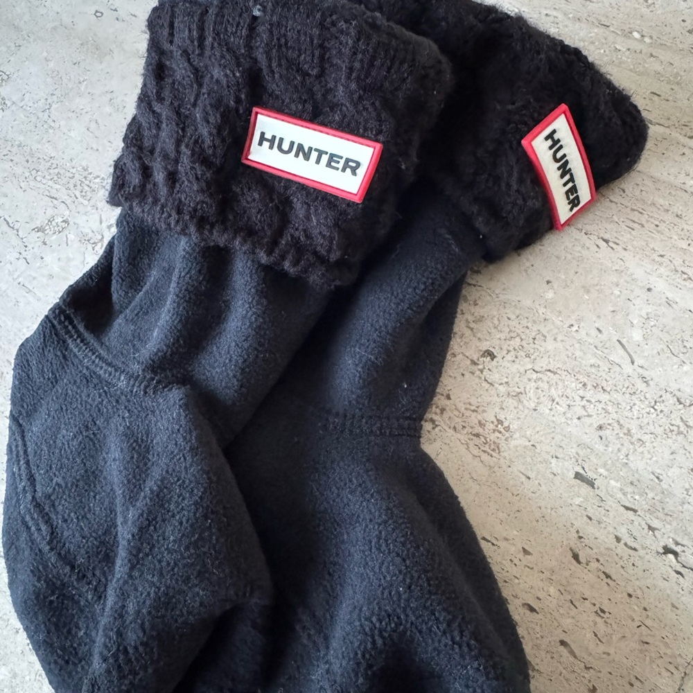 Hunter Black Fold-Over Logo Boot Socks for kids